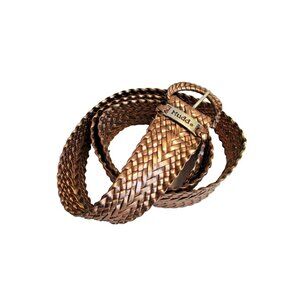 -MUDD Copper Metallic Belt Synthetic Woven Signature Plate
